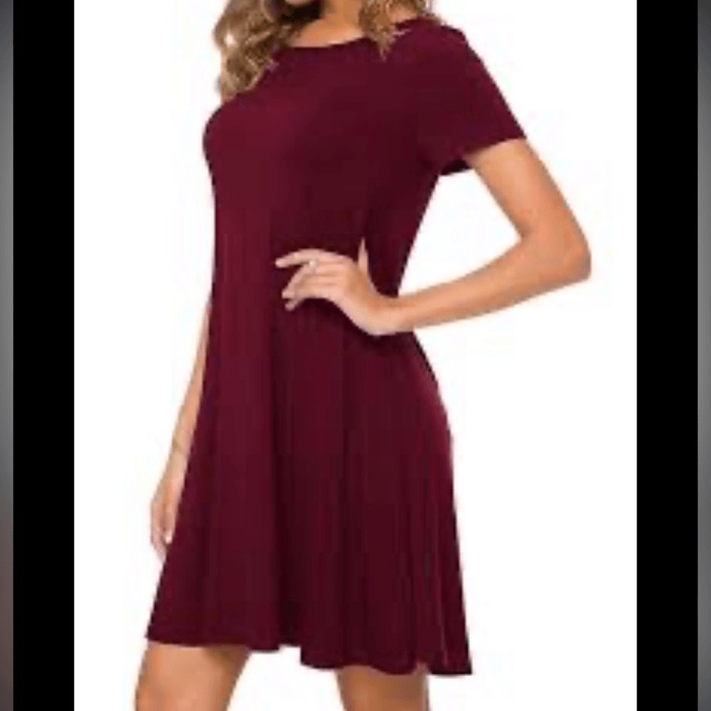 Alya Short Sleeve Mini Dress  Burgundy